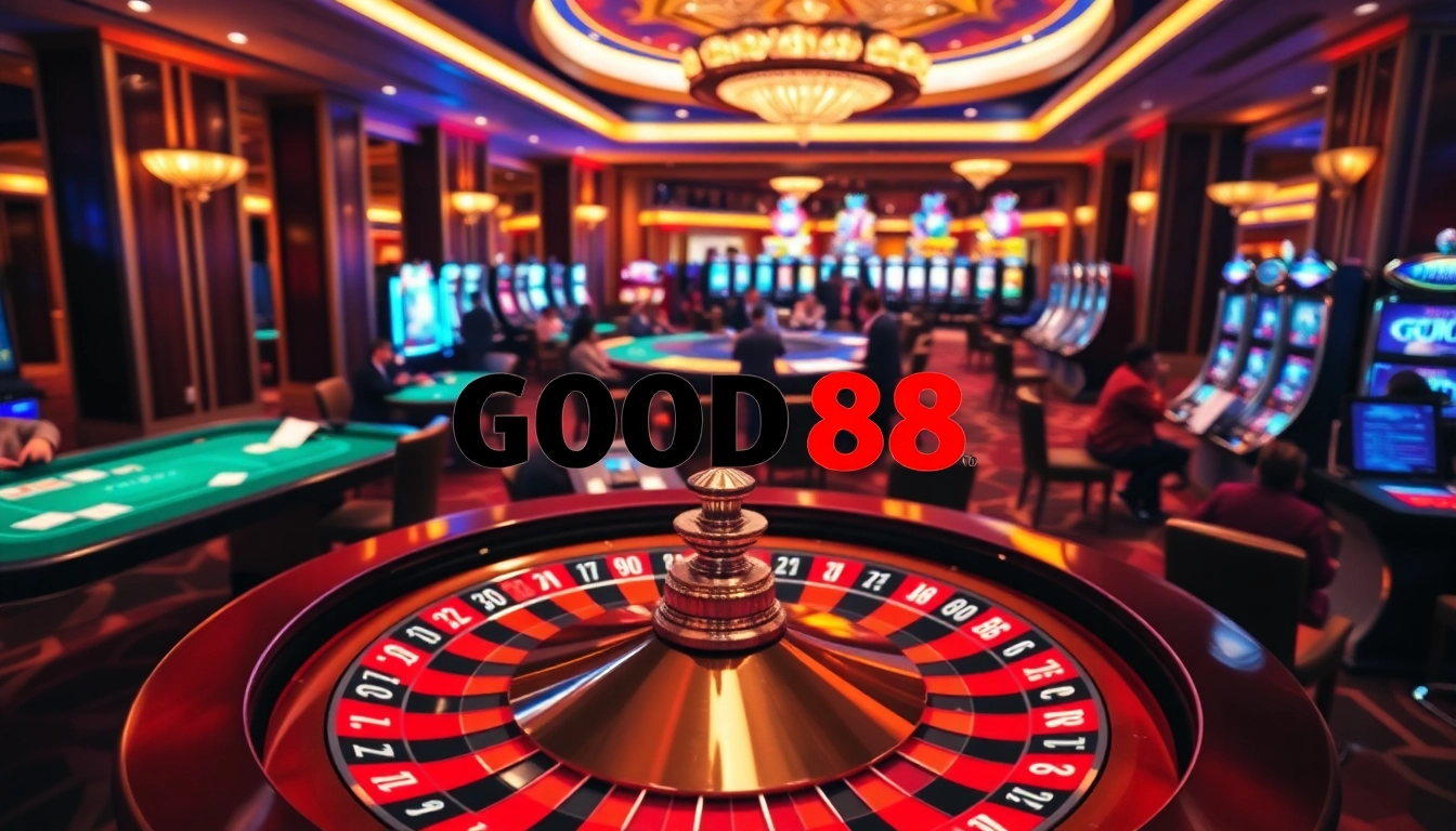 Players enjoying a vibrant casino experience at GOOD88 with exciting games and lavish surroundings.
