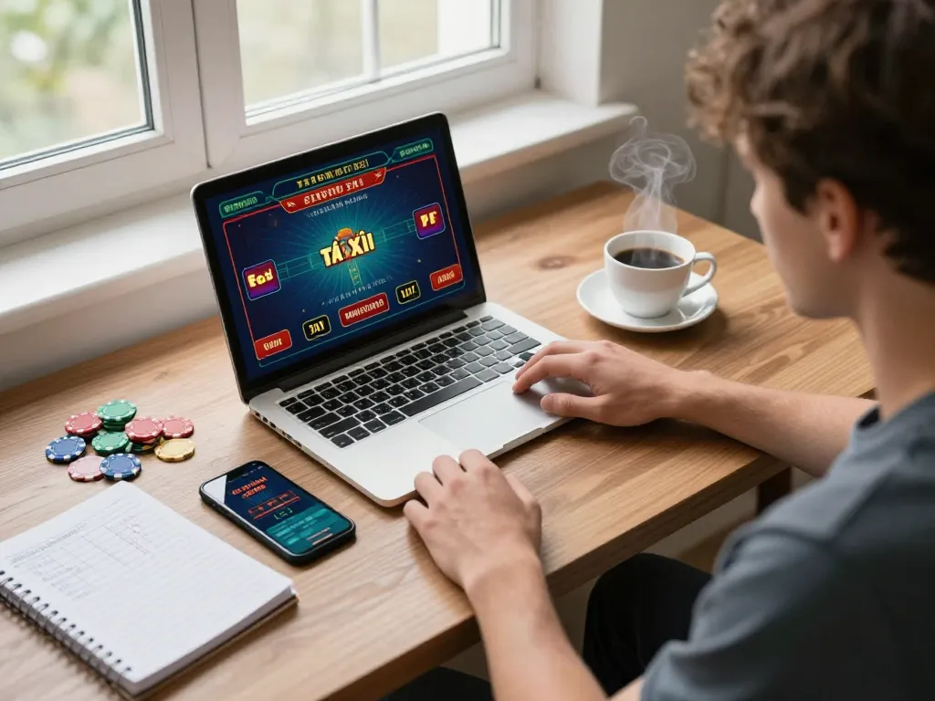 Tài Xỉu online gameplay on taixiuonline8 with player analyzing strategy notes and engaging on laptop