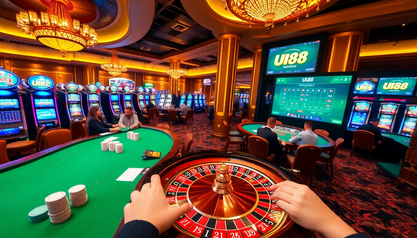Experience the thrill of betting at UU88 with a vibrant casino atmosphere featuring roulette and poker games.