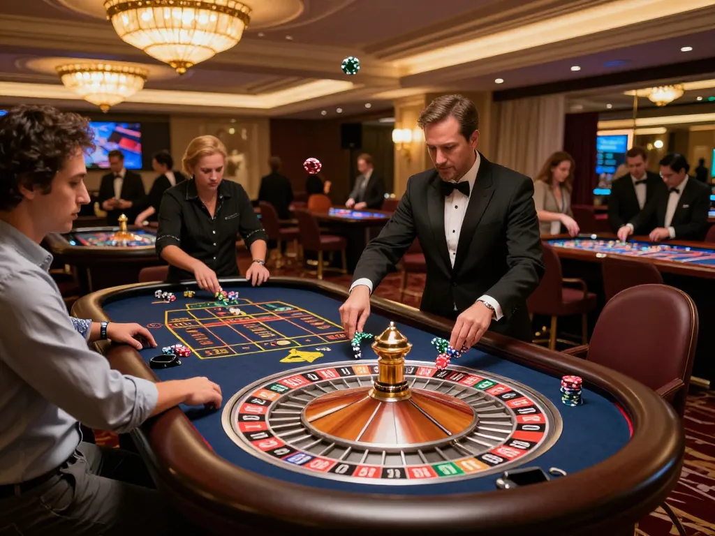 Experience the thrill of betting at 789WIN's luxurious roulette table in a vibrant casino