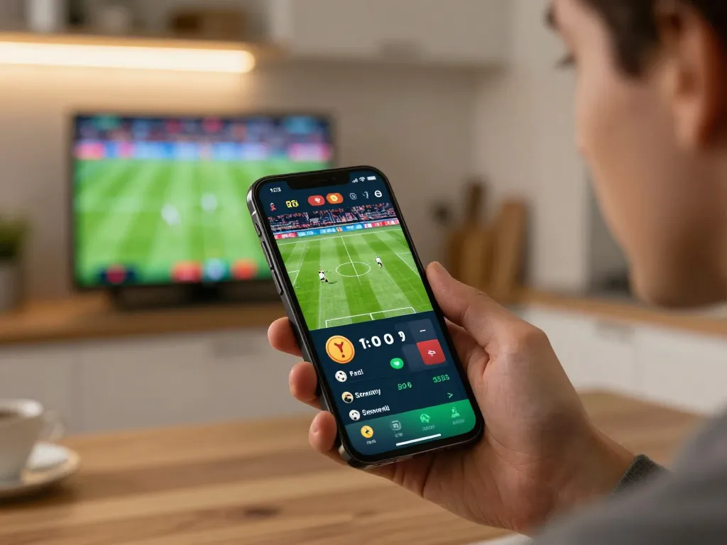 Engaging mobile user betting on Fun88 with live sports interface displayed.