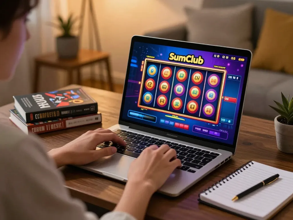 Experience exciting gameplay at SumClub with a vibrant online gaming setup showcasing slot machines.