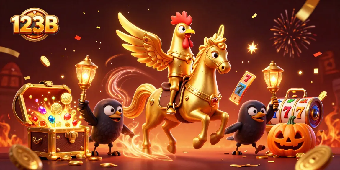 Experience exciting gameplay with golden rooster and legendary symbols in 123B casino.