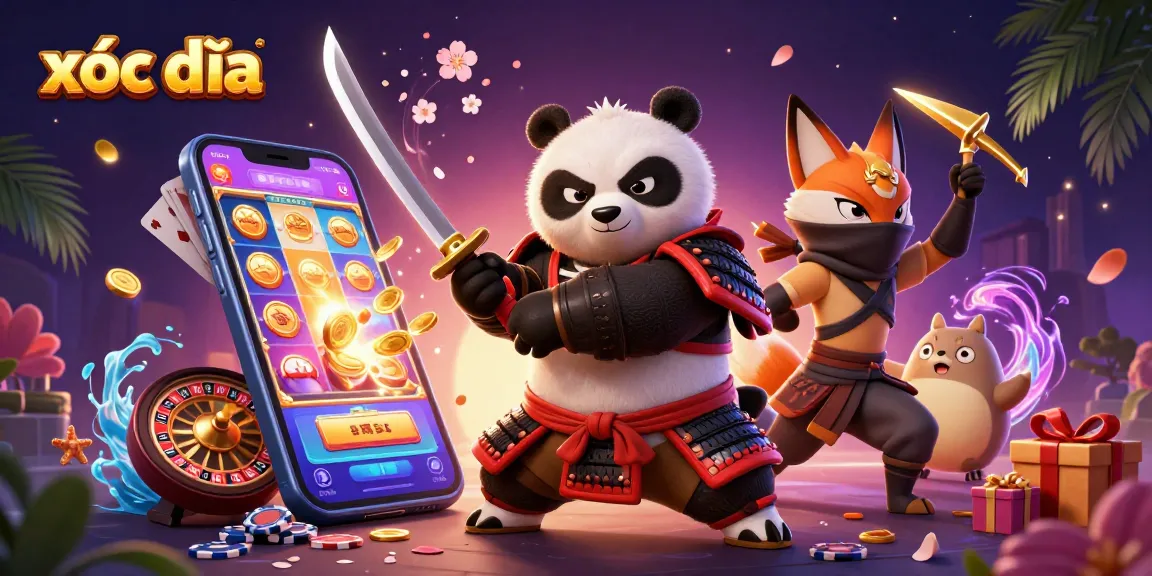 Experience xóc đĩa excitement with a dynamic scene featuring 3D characters and vibrant gaming elements.