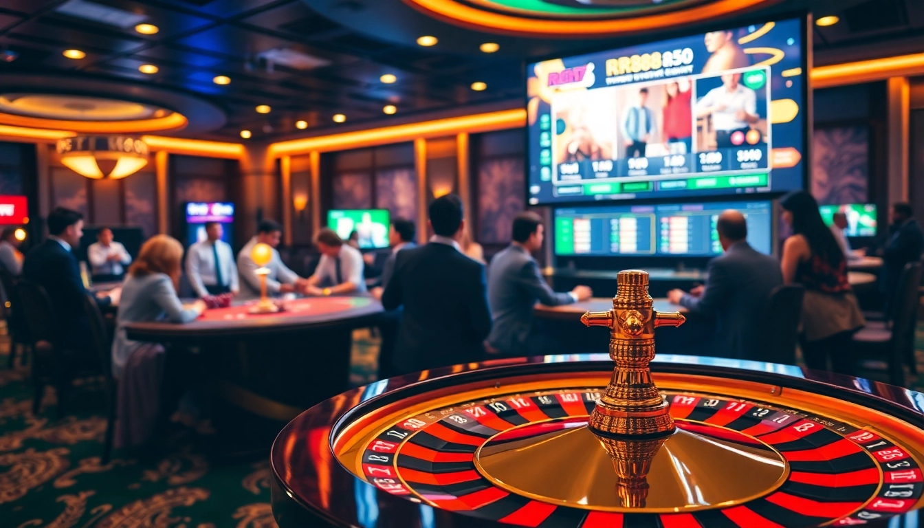 Engaging players enjoying the RR88 game experience at a vibrant casino.