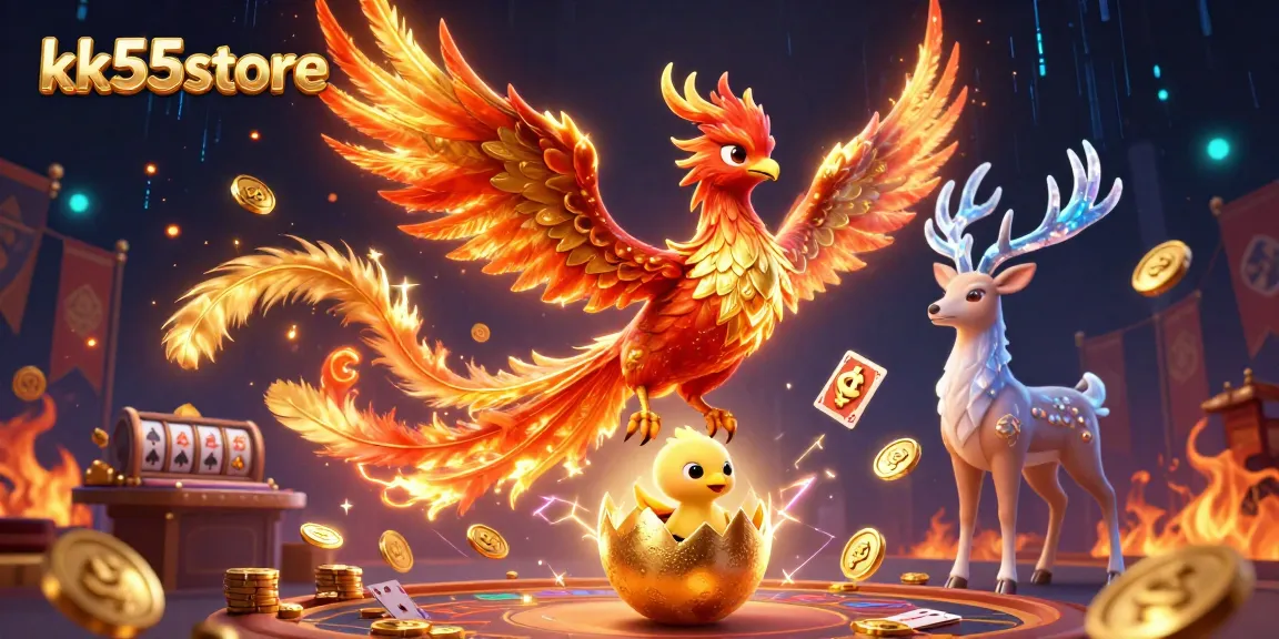 Engage in thrilling games at kk55store with iconic characters and rich casino elements in an exciting 3D scene