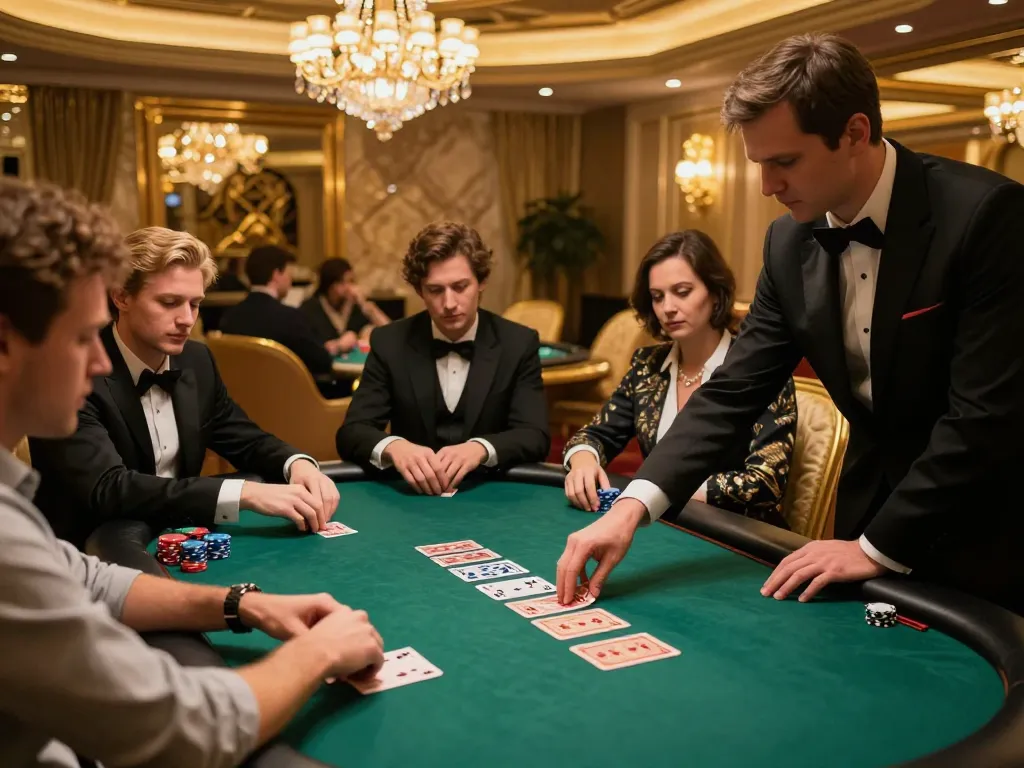 Intense poker gameplay at a VIP table showcasing QQ88 COM's luxury gaming environment