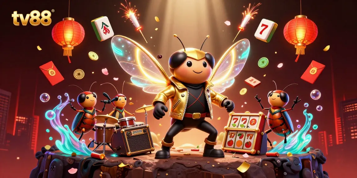 Experience exciting wins while playing at tv88 with vibrant casino-themed characters and elements captured in a dynamic scene.