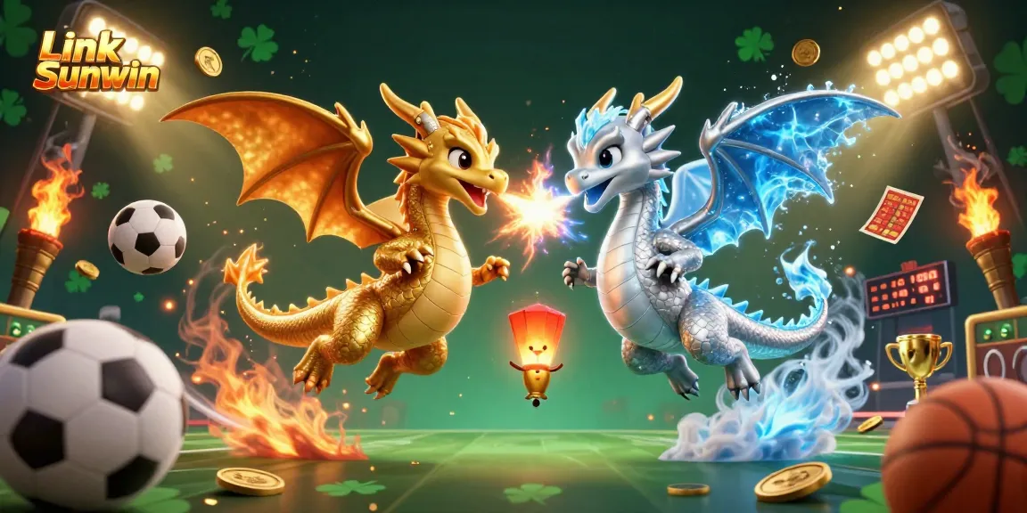 Engage in thrilling gameplay with Link Sunwin as vibrant 3D dragon characters symbolize winning strategies in a dynamic casino atmosphere.