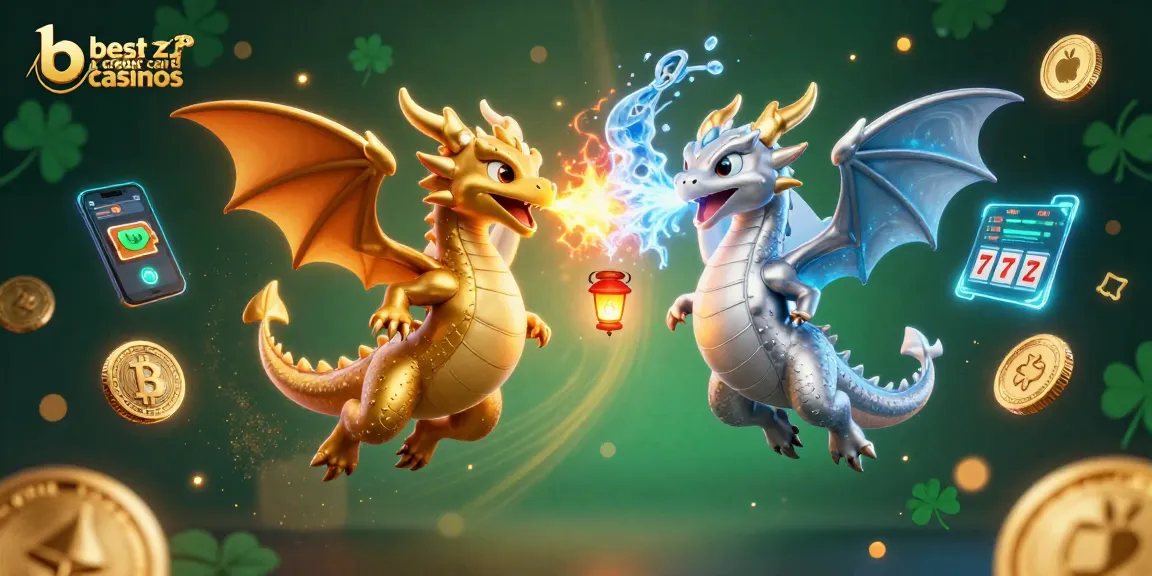 Experience the excitement of the best credit card casinos with vibrant dragons, crypto elements, and a dynamic gaming scene.