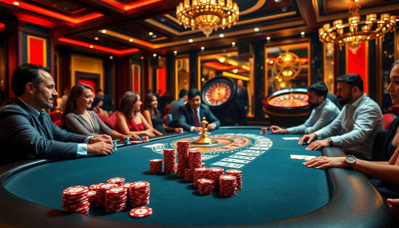 Players enjoying a high-stakes poker game at XX88 com casino, highlighting excitement and professionalism.
