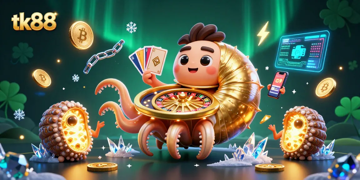 Experience thrilling gameplay at tk88 with vibrant casino elements and glowing ancient creatures.