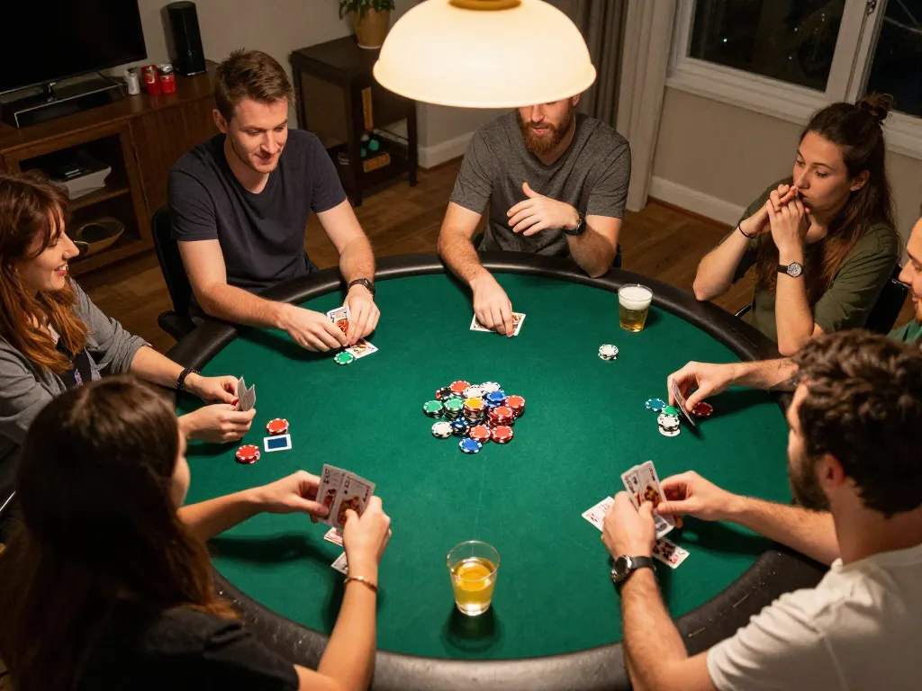 Players engaging in a thrilling poker game at home, showcasing TR88 immersive gaming experience.