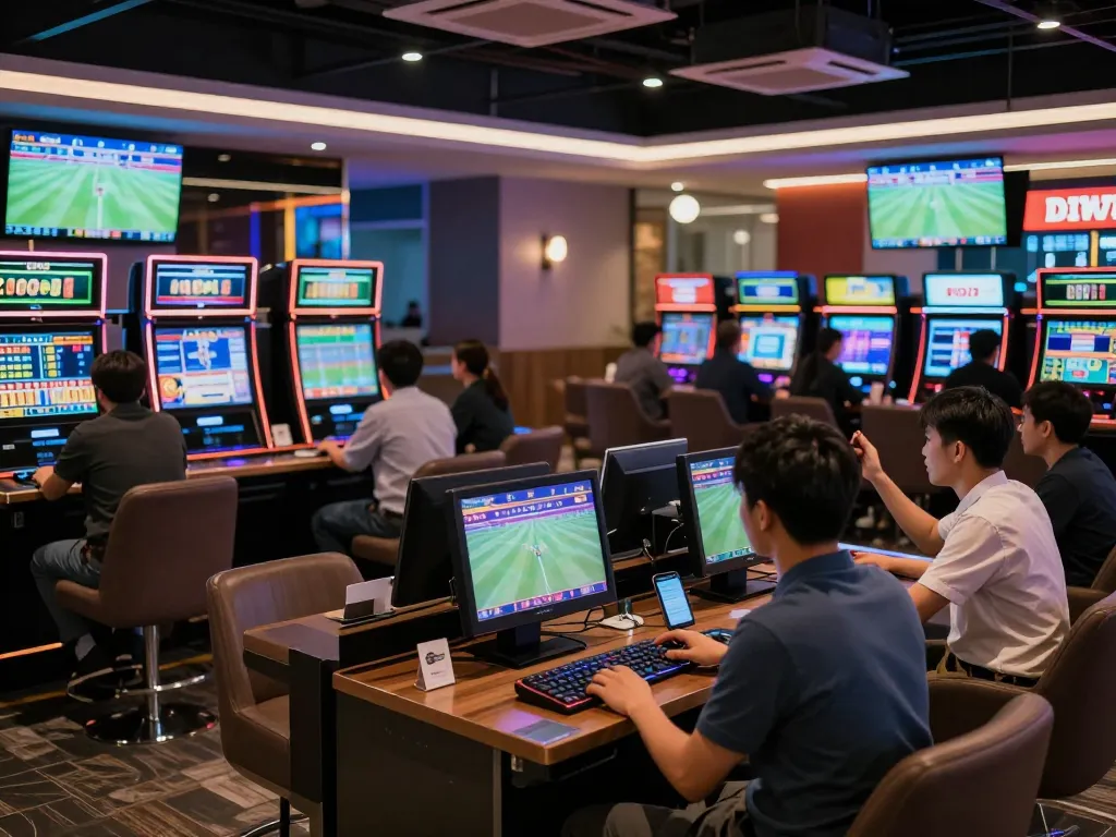 Bongdalu patrons cheering for winning sports bets in a modern betting lounge
