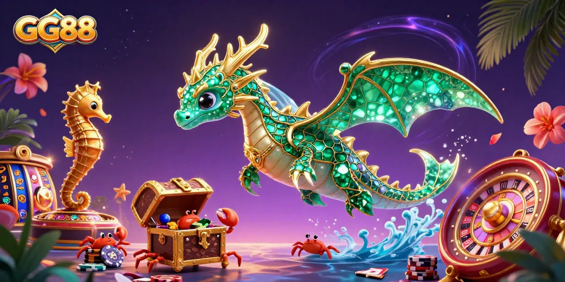 Experience GG88's vibrant casino excitement with thrilling games and treasure in a captivating scene.