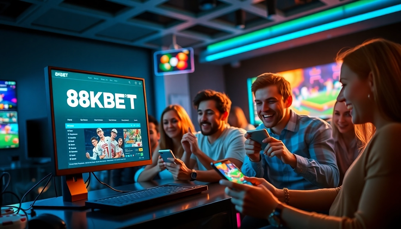 Engaged players enjoying online betting at nhà cái 8kbet with dynamic visuals.