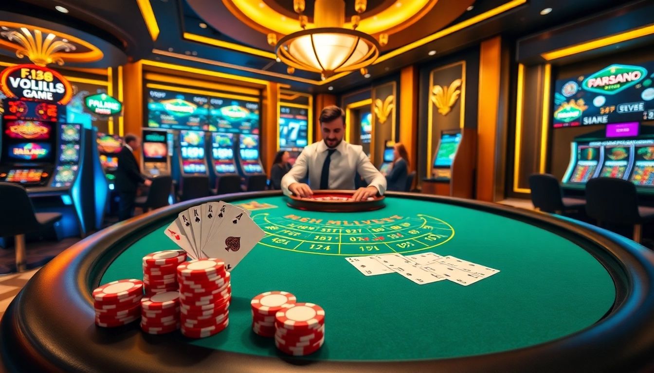 Experience thrilling gameplay at F168 with vibrant casino tables and betting excitement.