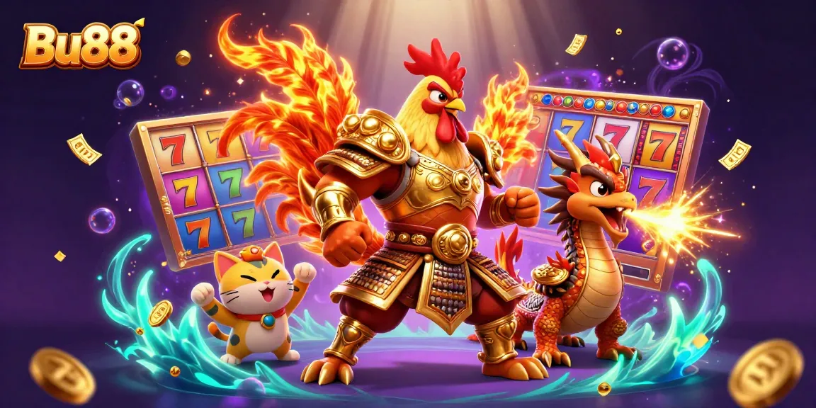 Engage in exciting gaming at Bu88 with vibrant slot reels and dynamic jackpots.