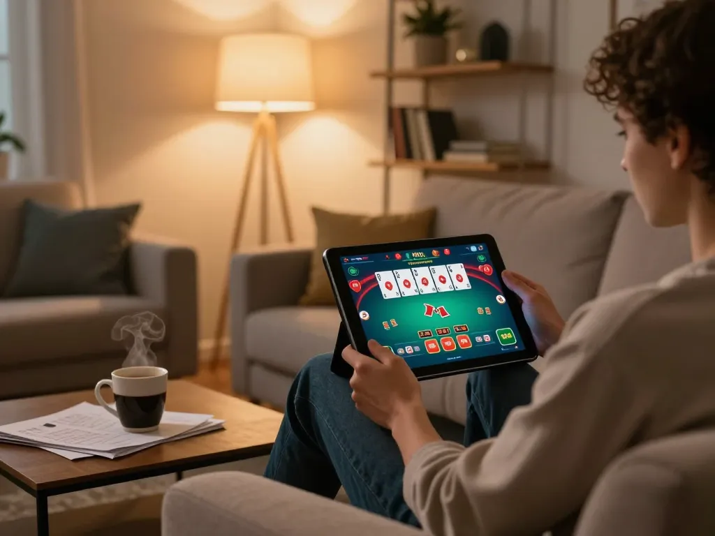 ผู้เล่นมีส่วนร่วมกับอินเตอร์เฟสเกมโป๊กเกอร์ออนไลน์ของ fabetbiz ในการตั้งค่าบ้านที่สะดวกสบาย