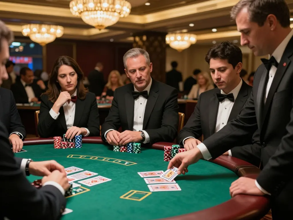 Experience thrilling blackjack gameplay with 79king, showcasing players' intense focus at the table.