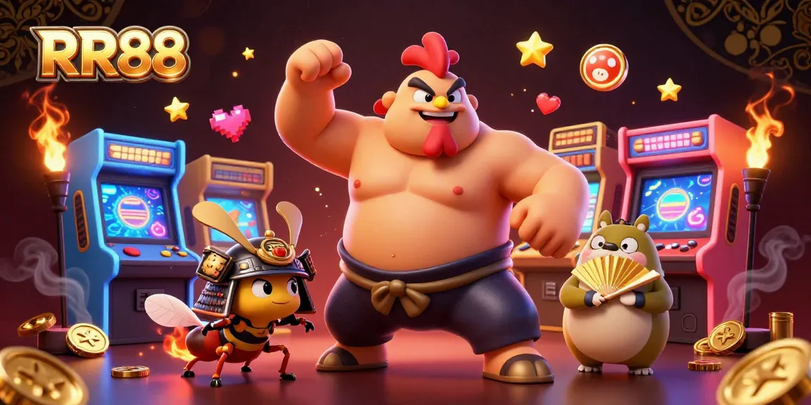 RR88 sparks excitement in a vibrant 3D casino scene with dynamic characters and energy-filled gaming elements.