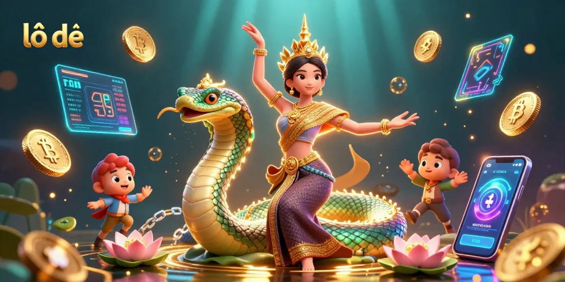 Win big with lô đề strategies in a vibrant casino scene featuring a graceful dancer and a mystical Naga.