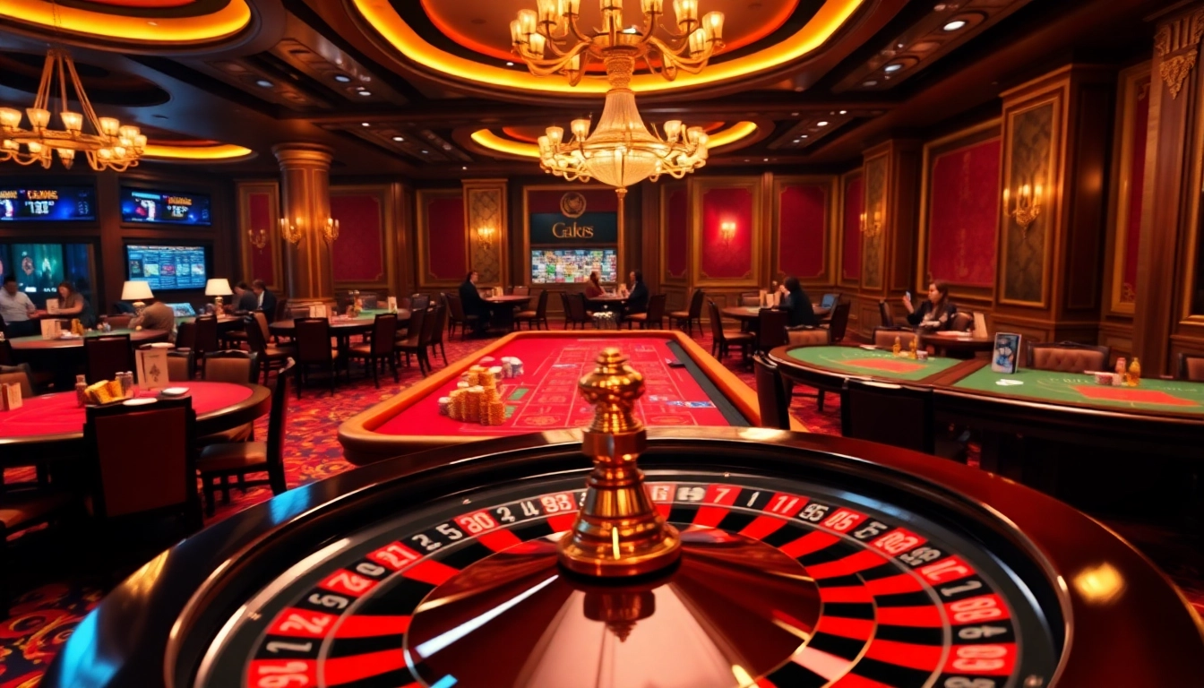 Experience the thrill of gambling at https://g28.wtf/ with excited players at poker tables and vibrant roulette wheel.