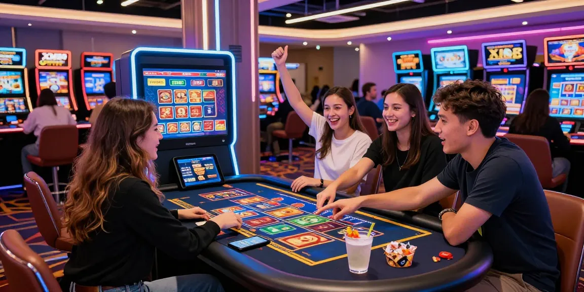 Group enjoying the XN88 gaming experience at a modern casino terminal
