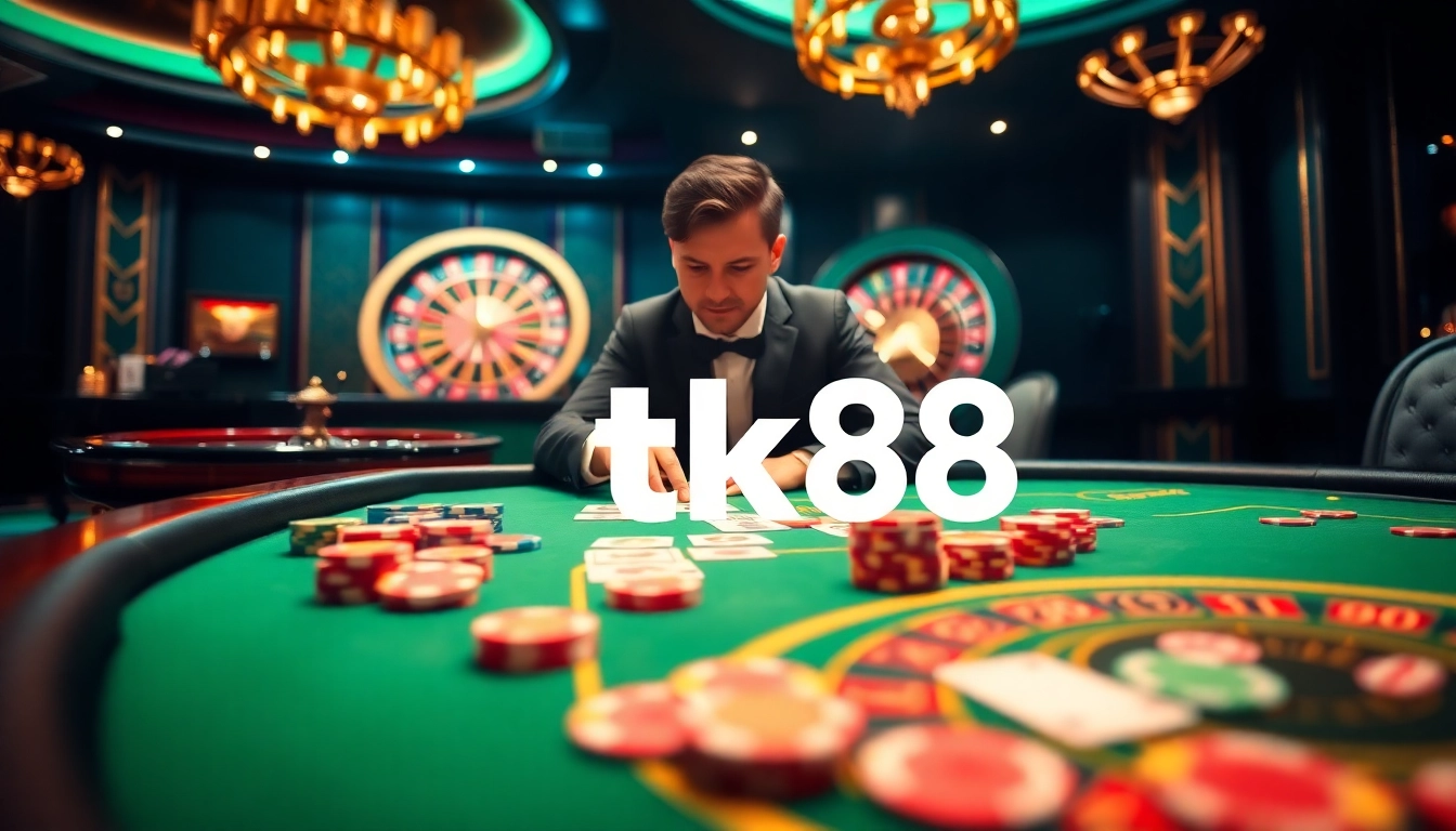 Experience thrilling gameplay at tk88 with vibrant casino tables and exciting betting action.