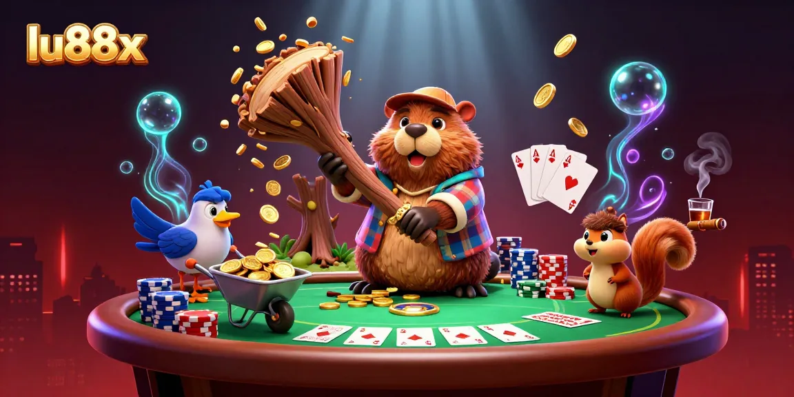 Experience thrilling gameplay at lu88x with a vibrant scene of cartoon characters in a dynamic casino.