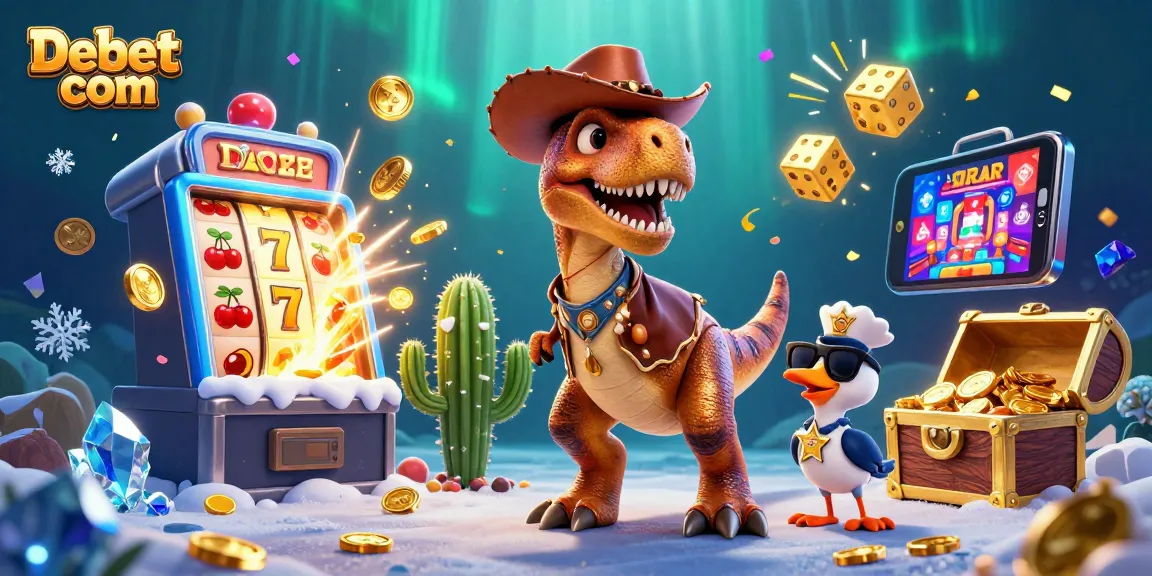Engage with Debet com in an exciting carnival of 3D casino illustrations with vibrant characters.