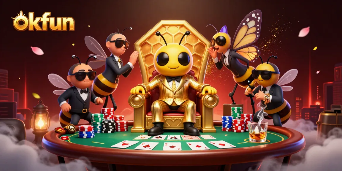 Engage with okfun's vibrant casino world featuring a colorful, action-packed scene of gaming excitement.
