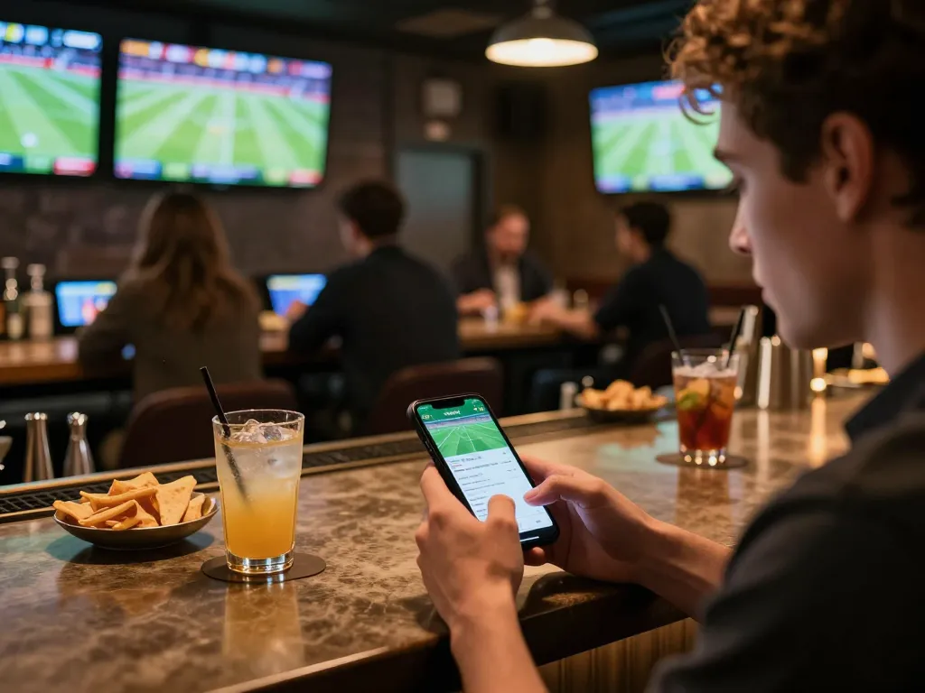 Make bets on the Kuwin app while enjoying live sports at a stylish bar.