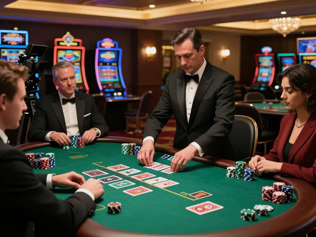 Action-packed blackjack gameplay at 789win casino, with focused players and colorful chips.