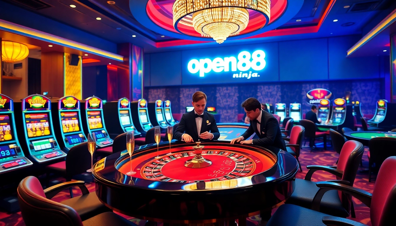 Experience thrilling gaming at open88.ninja with vibrant casino visuals showcasing excitement.
