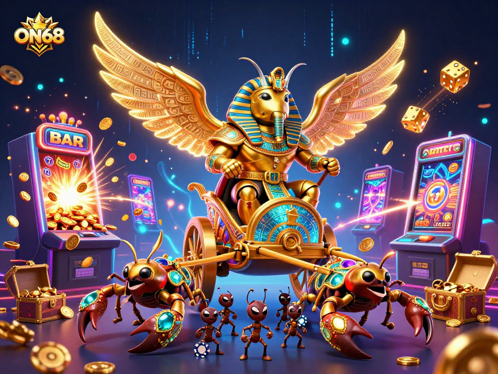Engage in thrilling casino action at ON68 with a golden scarab beetle leading fortune!