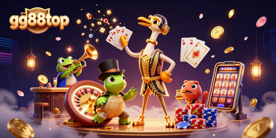Experience the thrill of gaming at gg88top with vibrant 3D casino elements and characters.
