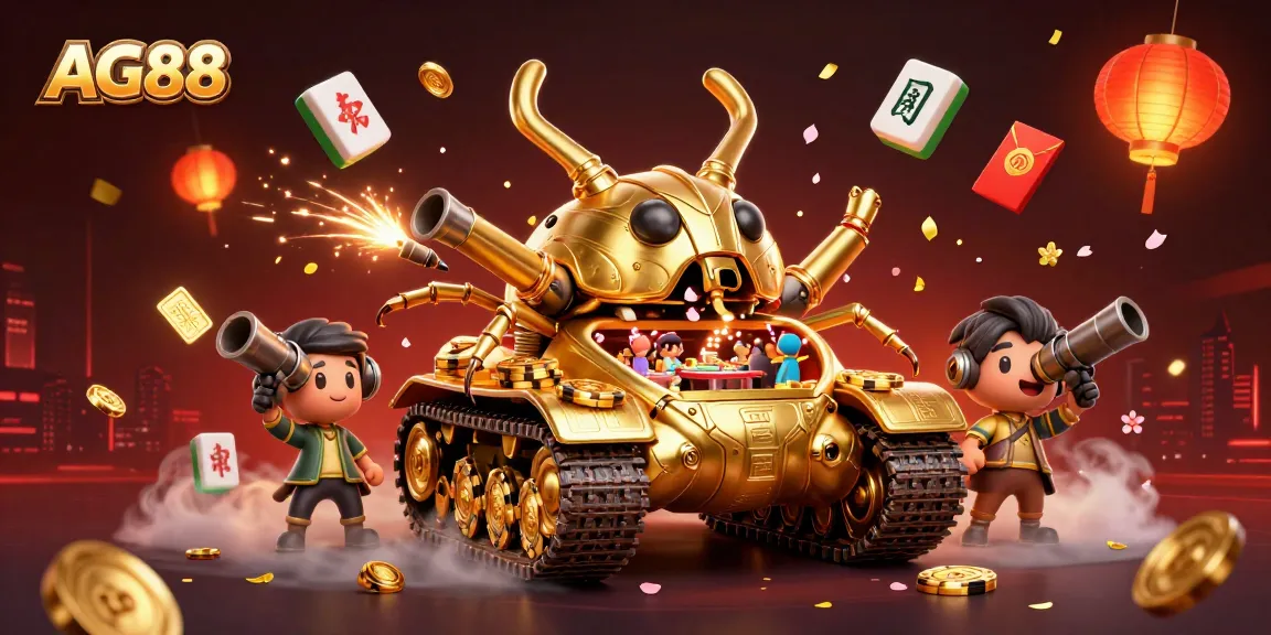 AG88 captures gamblers' excitement in a vibrant, dynamic casino scene featuring a golden beetle tank.