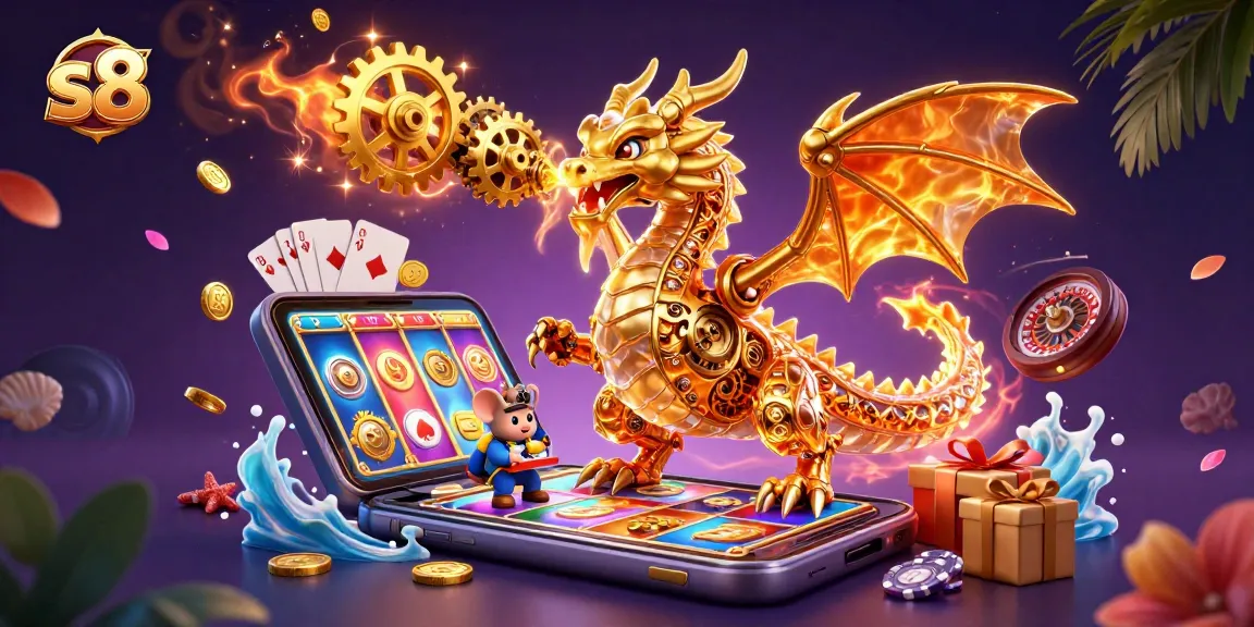 Engage with the exciting world of s8 slot games featuring a dynamic golden dragon and immersive casino elements.