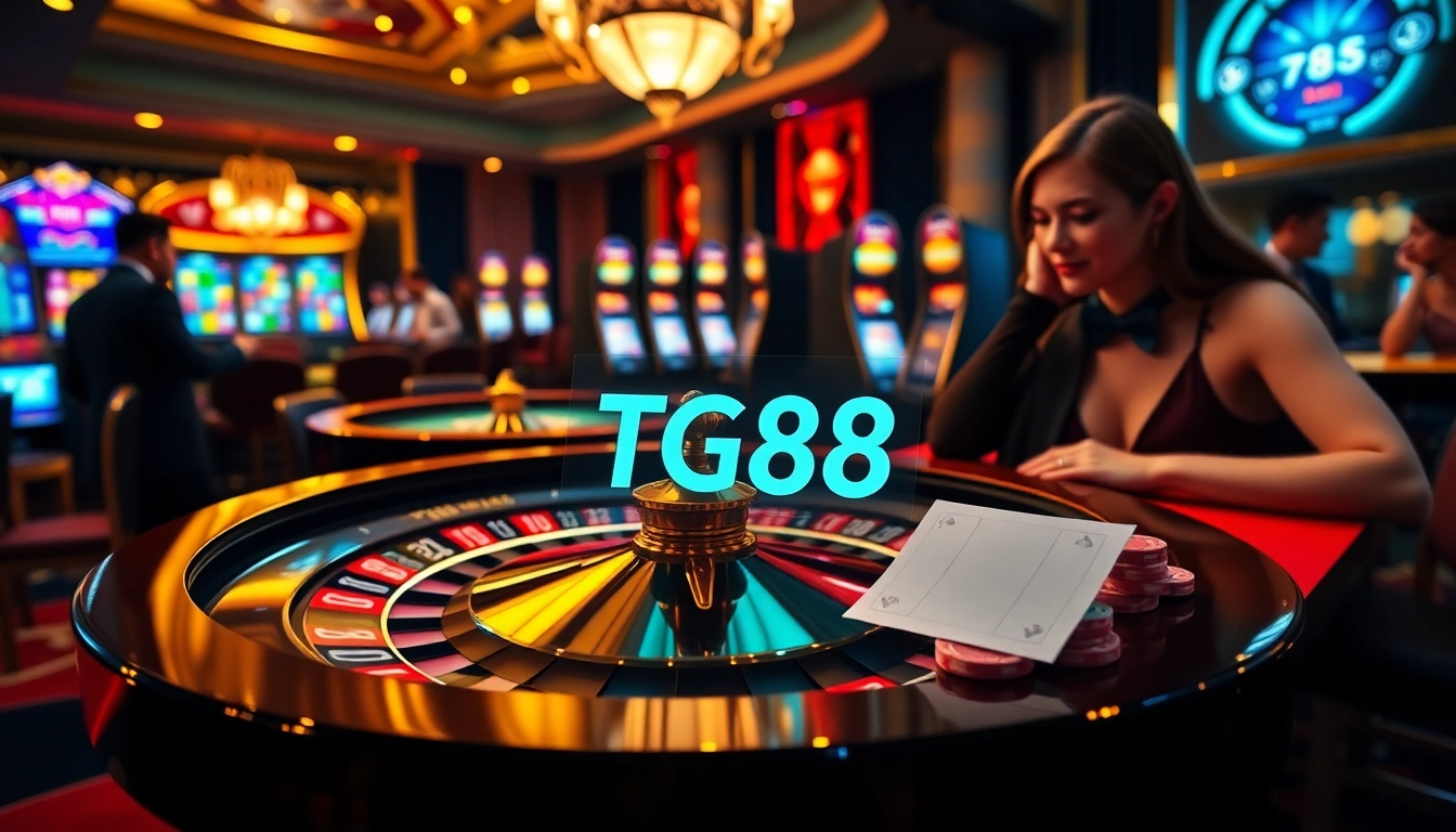 Players enjoying a lively game featuring the TG88 betting slip and casino elements.