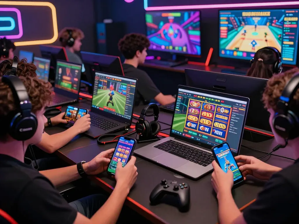 Players enjoying diverse games on QE8 platform with vibrant graphics and engaging interfaces.