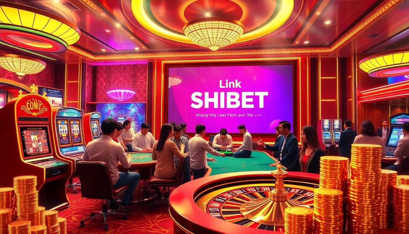 Experience link dự phòng SHBET at a vibrant casino scene with players engaged in thrilling bets.