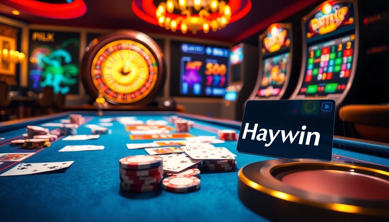 Experience the thrill of online gambling at Haywin with vibrant casino tables and exciting games.
