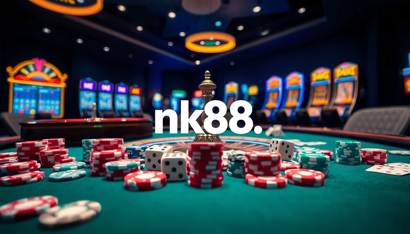 Experience thrilling gaming action at https://nk88.horse/ with dazzling casino elements and vibrant colors.