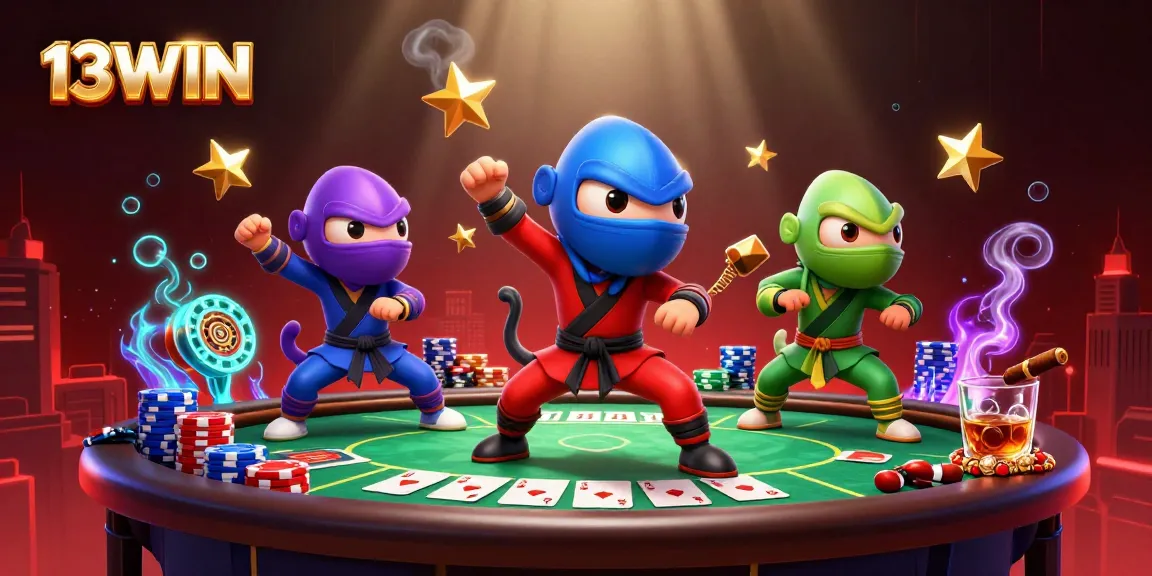 Experience the excitement of 13WIN where a ninja chameleon team showcases thrilling casino action.