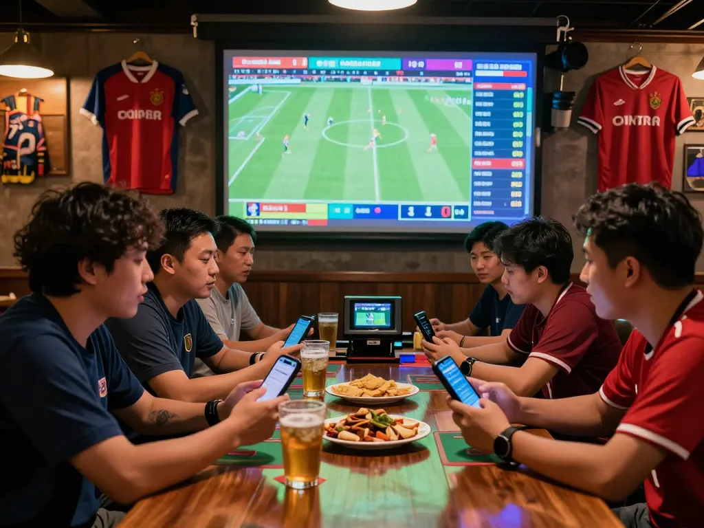 Fans engaging with kèo nhà cái during live sports event, showcasing excitement and technology in betting.