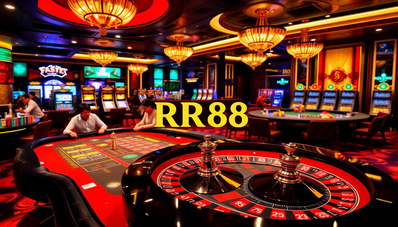 Experience the excitement of RR88 casino gaming with vibrant roulette tables and engaging players.