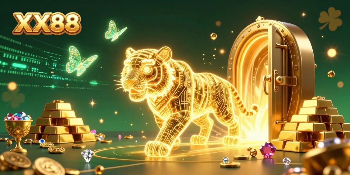 Experience the excitement of winning at XX88 with a vibrant casino scene featuring a glowing tiger.