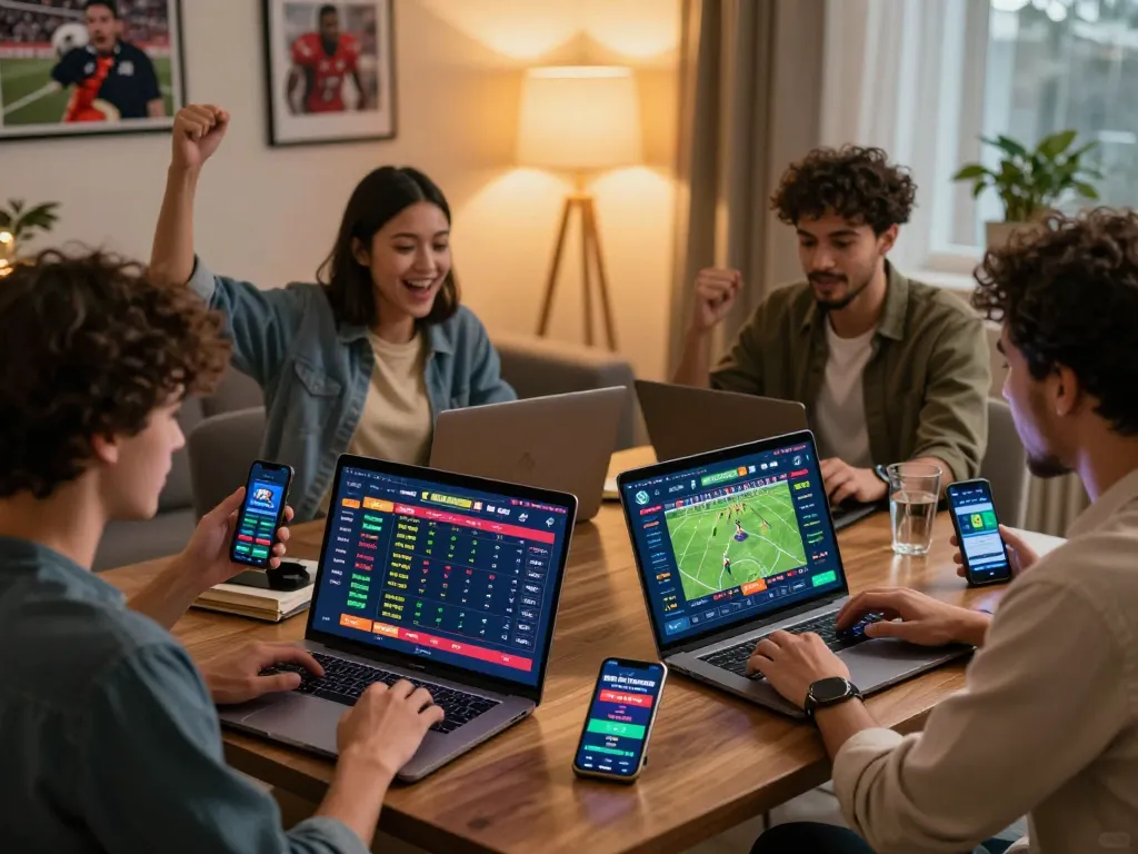 VA88 users actively placing bets on sports events using multiple devices in a lively online environment.