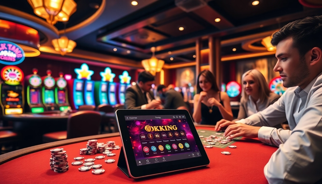 Experience the thrill of gambling at OKKING with engaging casino games and vibrant surroundings.